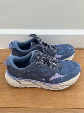 *RARE* HOKA X FP MOVEMENT clifton L sneaker in blue and lilac suede size 8